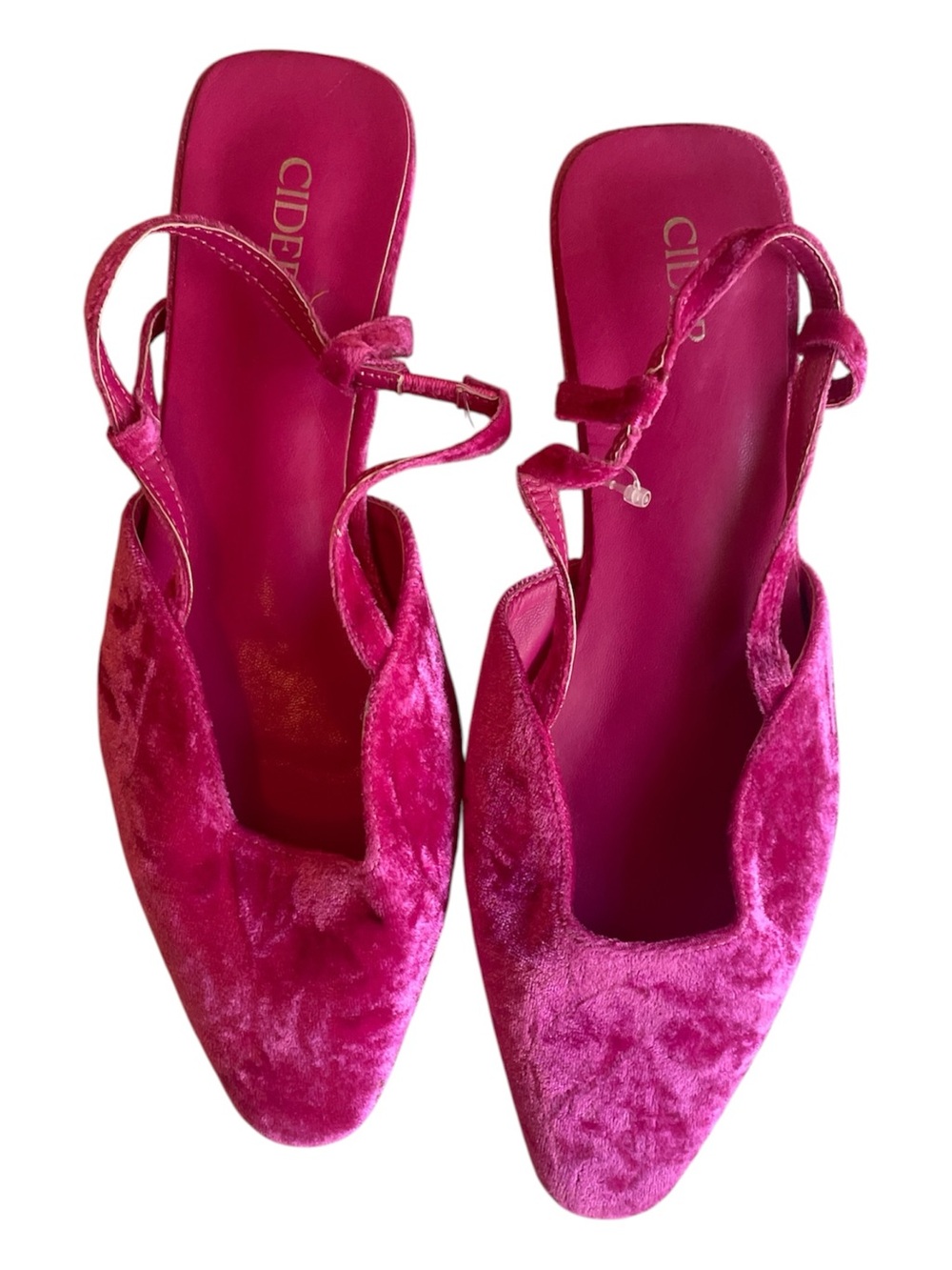 Cider Quiet Luxury Hot Pink Velvet Slingback Flats - Picture 2 of 8